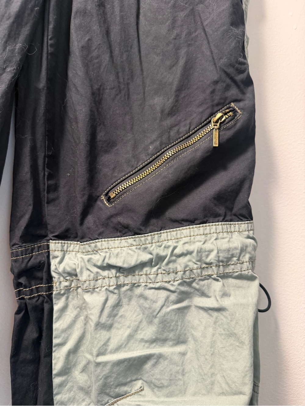 Urban Outfitters Two-Tone Black and Light Green Cargo Jumpsuit Pants